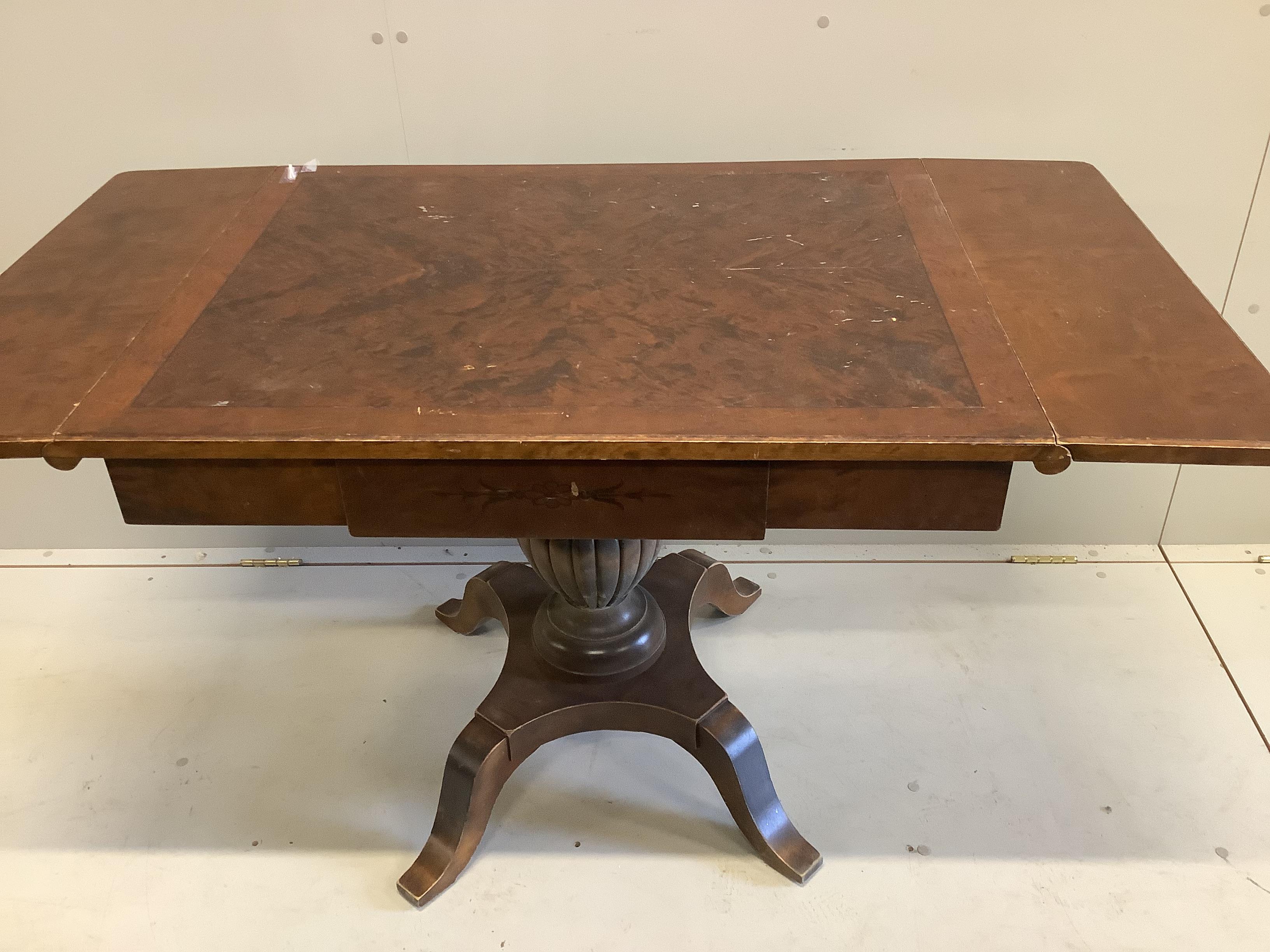 A Biedermeier style sofa table, width 91cm, depth 69cm, height 74cm